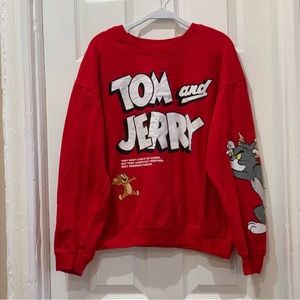 Tom and Jerry Graphic Print Sweatshirt  Juniors Size L 11-13